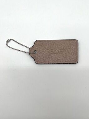 Coach Pebbled Leather Hang Tag, Taupe, Beige